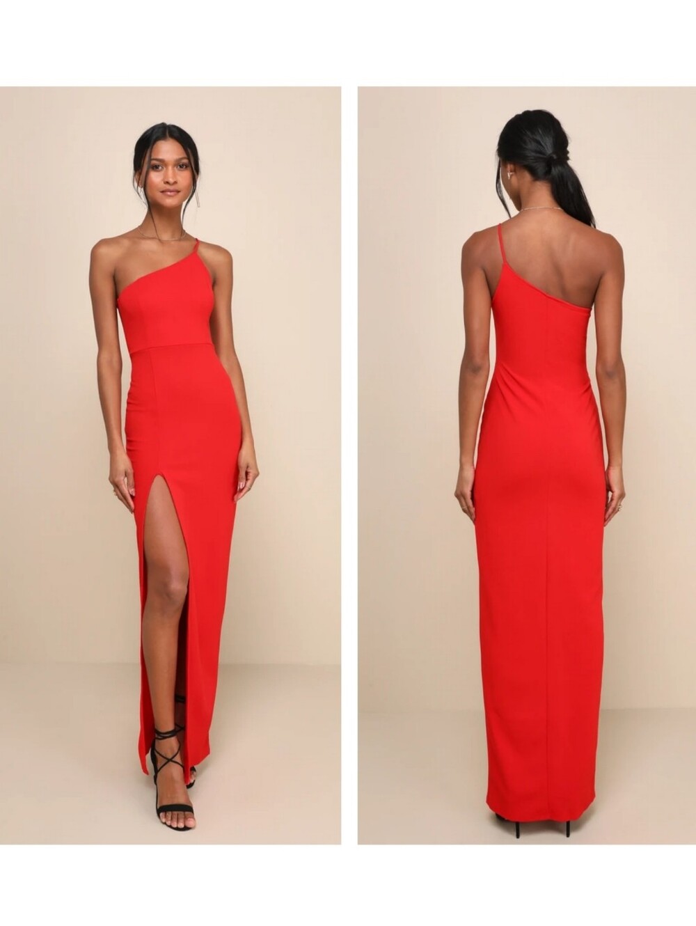Lulus Keeper of My Heart Red One-Shoulder Maxi Dress Large